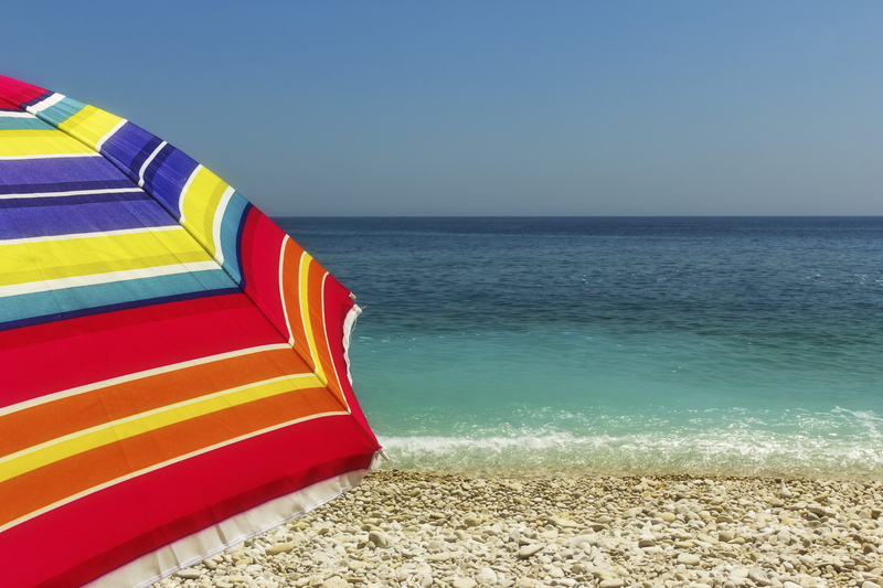 tranquil scene, red, landscape, sunny, recovery, Holiday, leisure, umbrella, sun, outdoors, sand, Nature, horizon, sunlight, multi colored, sea, 5K, idyll