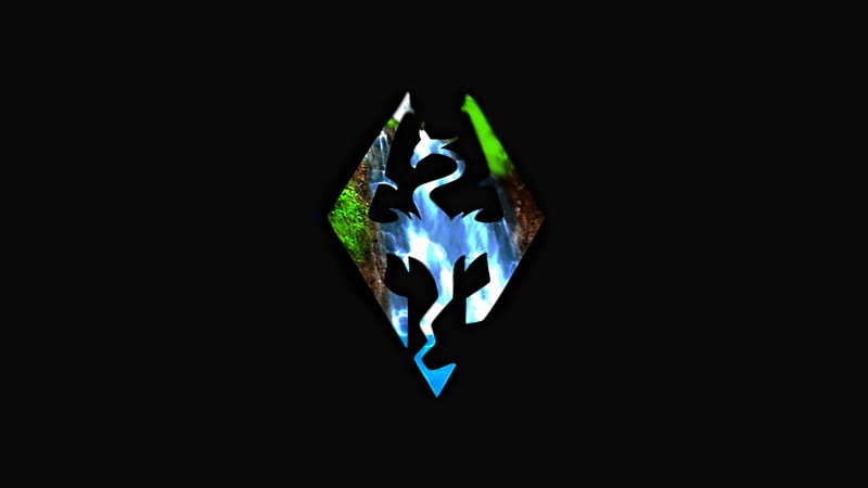 close-up, fire, black background, burning, green color, The Elder Scrolls V: Skyrim, single object, still life, studio shot, logo, shape, nature, blue