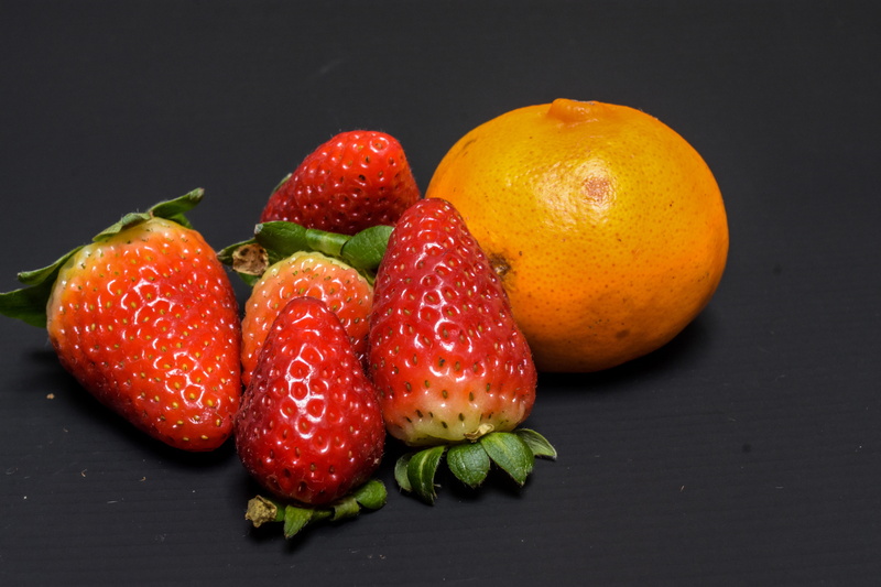 strawberry, studio shot, freshness, no people, close-up, indoors, berry fruit, fruit, healthy eating, wellbeing, ripe, food and drink, 5K, tangerine, still life