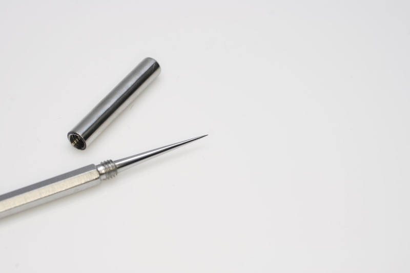 acne, no people, still life, office supply, white background, cut out, pen, studio shot, copy space, extruder needle, metal, single object, 4K, indoors