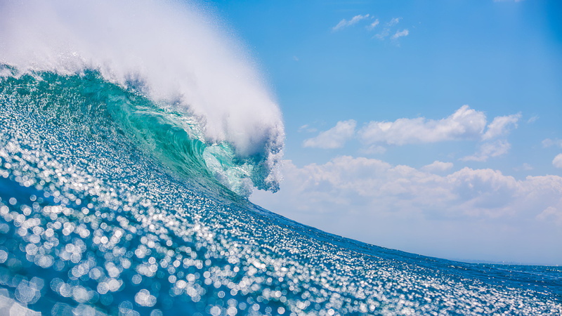 sky blue, 2K, daylight, high tide, waves, water