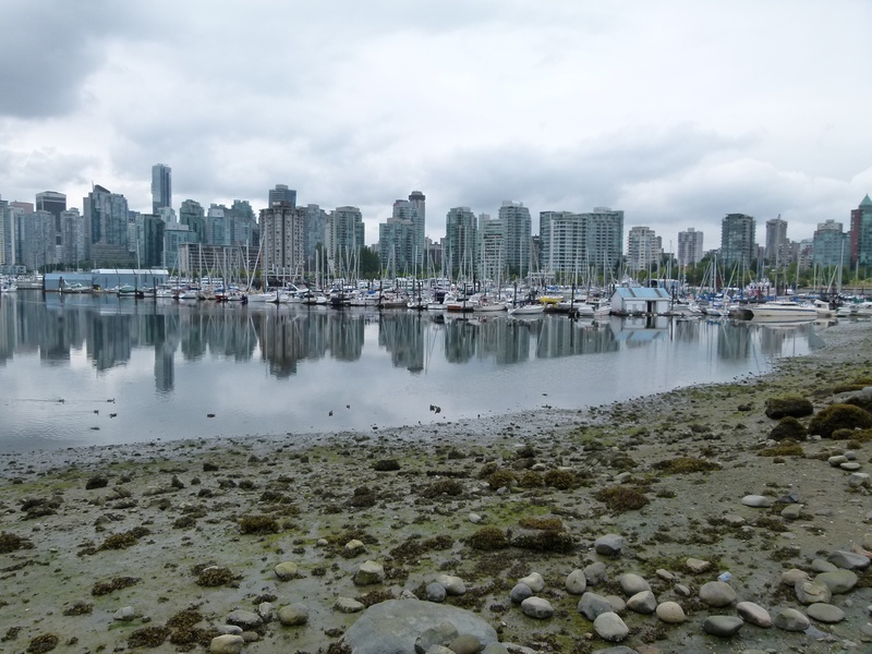 downtown, urban skyline, scenery, rock, vancouver, cloud - sky, city, water, low tide, architecture, beach, ocean, sky, building exterior, day, built structure