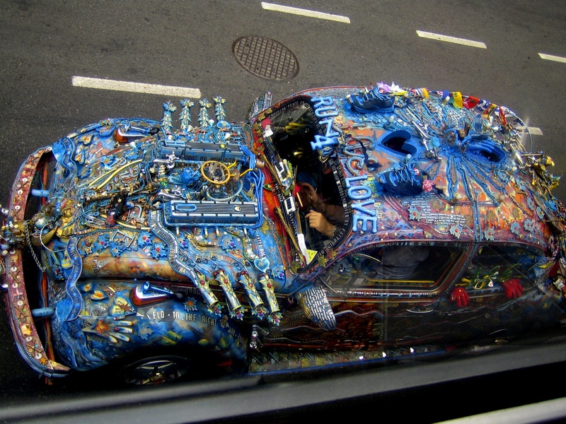 carousel, crazy, transportation, 1080P, canada, volkswagen, car, road, architecture, close-up, beetle, overpainted, british columbia, multi colored, representation