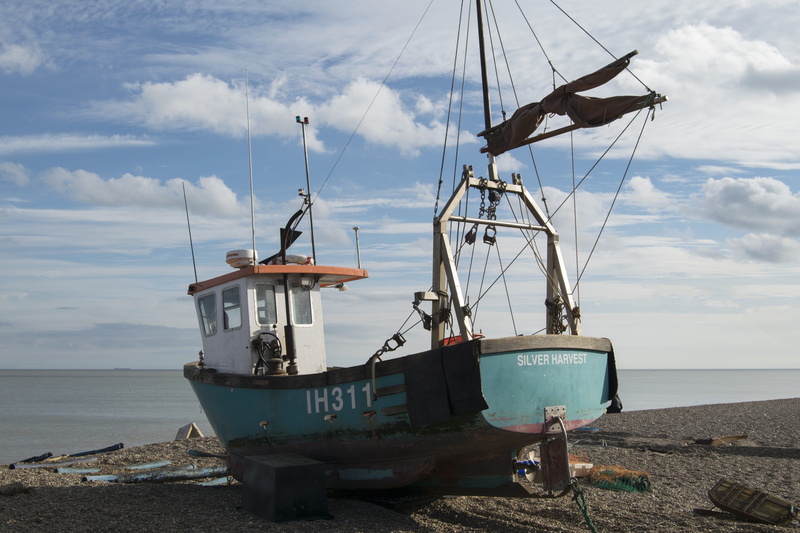 boat, outdoors, sailboat, trawler, horizon over water, suffolk, nature, beach, ship, 5K, no people, sky, fishing industry, land, fishing, transportation