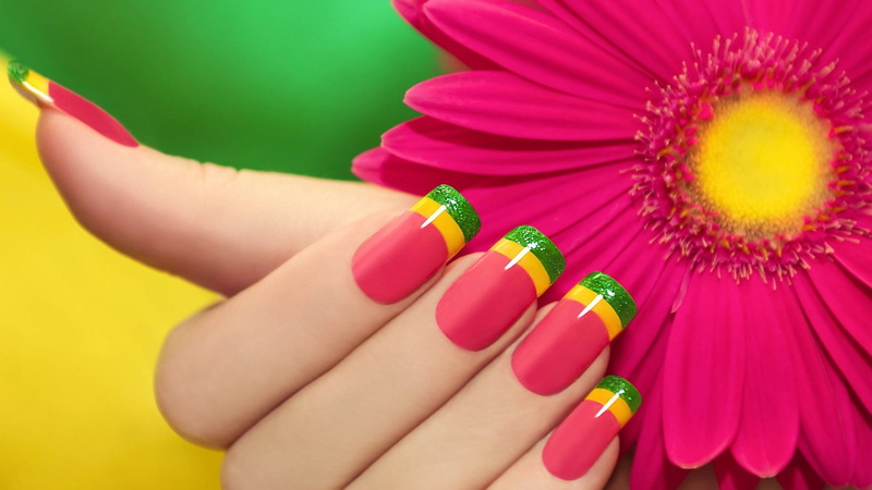 human hand, flowering plant, plant, nail, flower, fingernail, flower head, beauty in nature, pink color, daisy, manicure, one person, red, fashion, painting fingernails