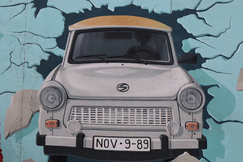 transportation, border, reunion, white color, wall art, retro styled, day, side, windshield, technology, east-side-gallery, tourist, drawing, graffity