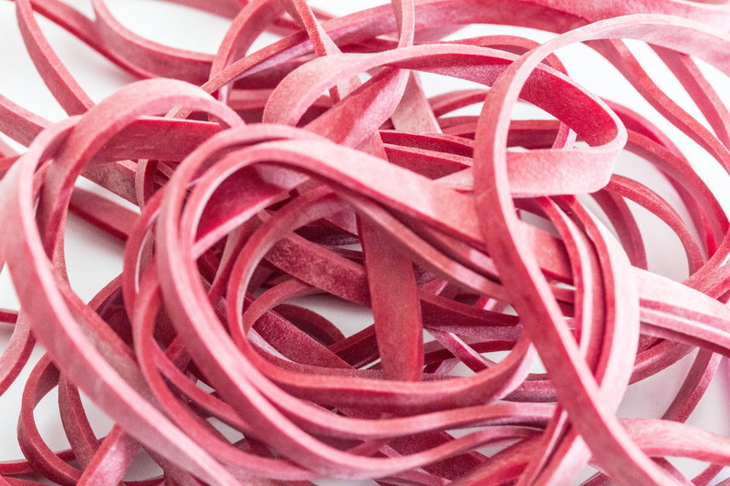 pink color, still life, office supplies, stretchable, about, indoors, large group of objects, no people, keep together, heap, 4K, red, rings, office, man made object