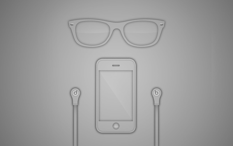 clip, office, rayban, office supply, communication, illustration, smartphone, earphones, technology, gray, metal, close-up, gray background, simplicity
