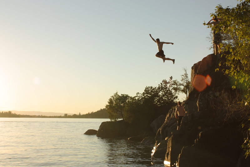real people, sunset, tranquility, golden, body, adventure, outdoors, sky, wayfarers / flathead lake state park, bungee, beauty in nature, scenics - nature