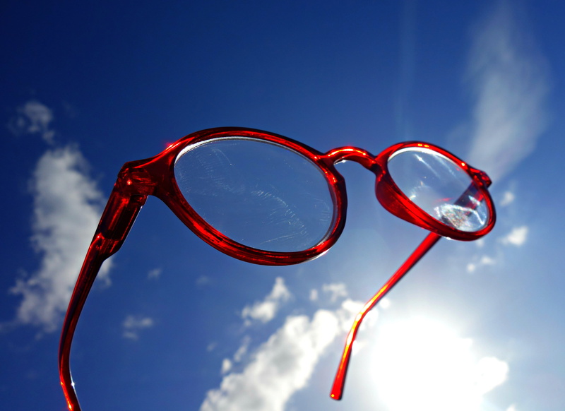 red, cloud - sky, low angle view, day, transparent, optical, framed, vision, single object, spectacles, eyeglasses, glasses, outdoors, clouds, personal accessory