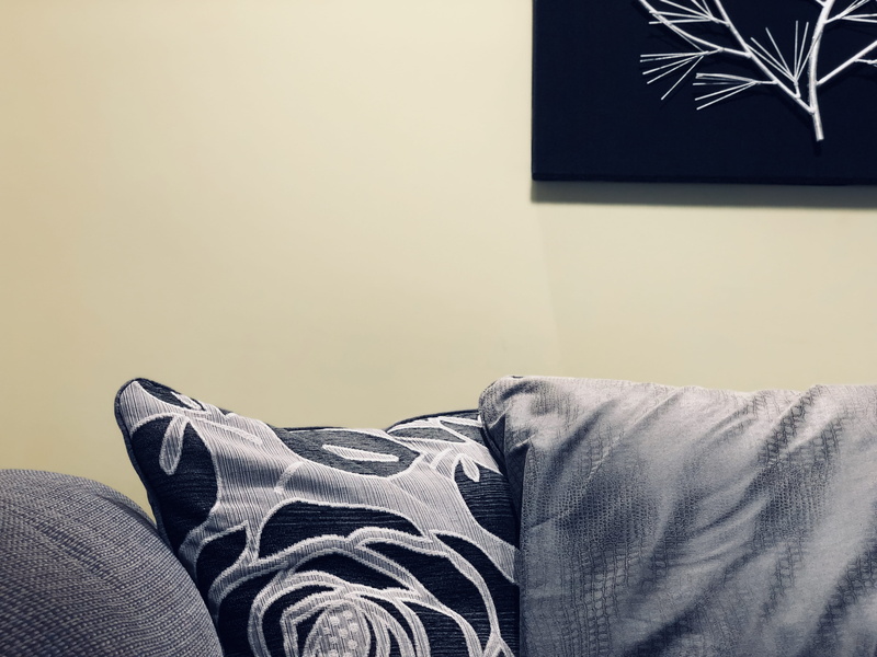 pillow, leisure activity, gray, brick wall, cushions, comfortable, contemporary, interior decoration, television set, interior design, wall art, close -up