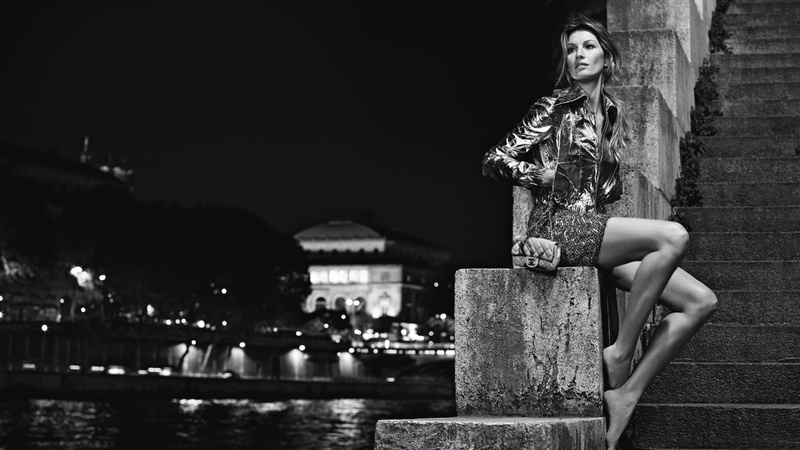siting, Chanel 2015, concrete, staircase, Gisele Bundchen, black and white, water, grayscale, ladder, fashion model, 5K, photograpy, woman