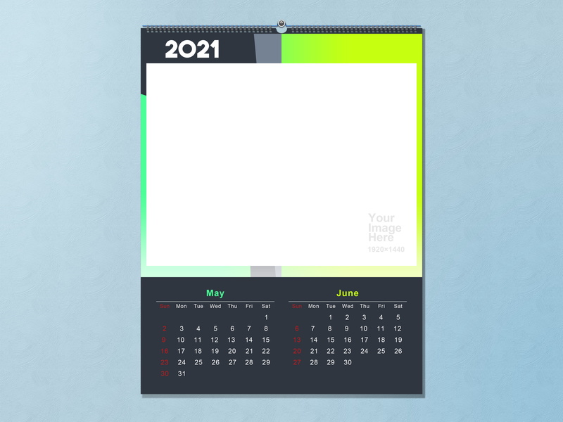 2021 calendar, 4K, template