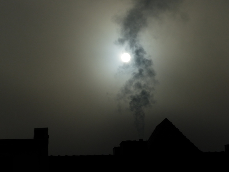 sky, fireplace, pollution, spooky, 4K, built structure, smoke, building, night, house, time, heat, slurry, darkness, outdoors, cloud - sky, environment