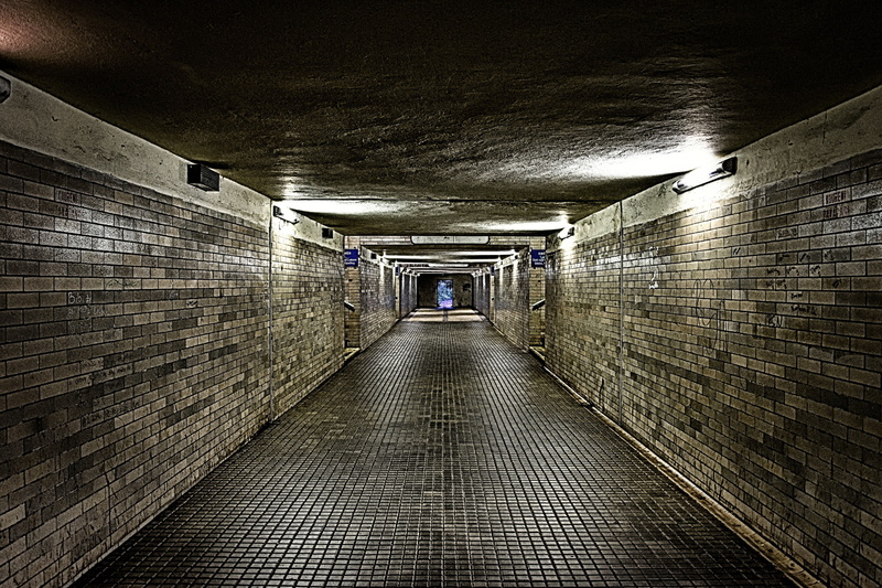 wall, tunnel, ceiling, footpath, horror movie, gray, corridor, flooring, the way forward, warning, long, risk, dark, brick, 4K, light at the end of the tunnel