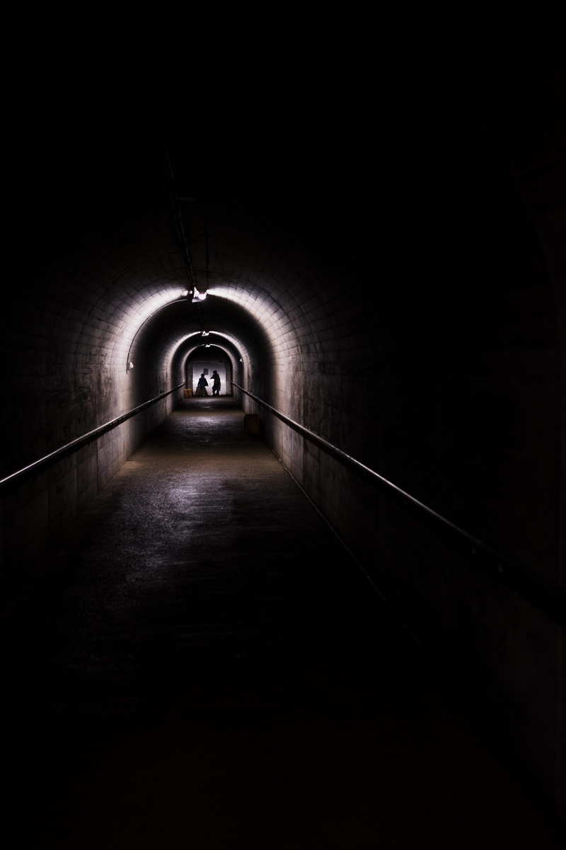 dark, dirty, horror, no people, underpass, diminishing perspective, concrete, absence, 5K, arcade, arch, ominous, fear, night, dome, gray, lighting equipment