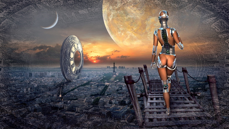science fiction, beauty in nature, land, sky, city, evening, woman, light, catwalk, female, atmospheric, one person, astronomy, moon, standing, clothing