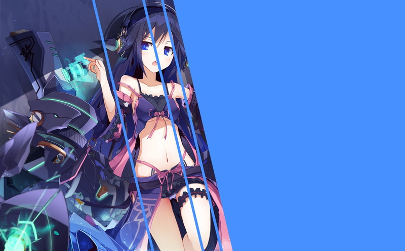 purple hair, blue eyes, drum and bass, anime, 720P, ribbons