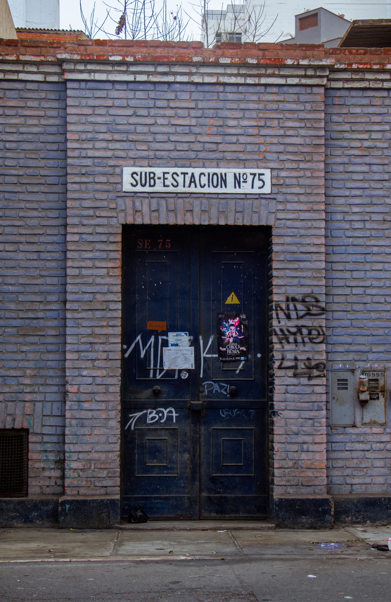 miraflores, sidewalk, old, train station, abandoned, architecture, footpath, day, wall - building feature, blue, outdoors, 4K, sign, entrance, brick wall
