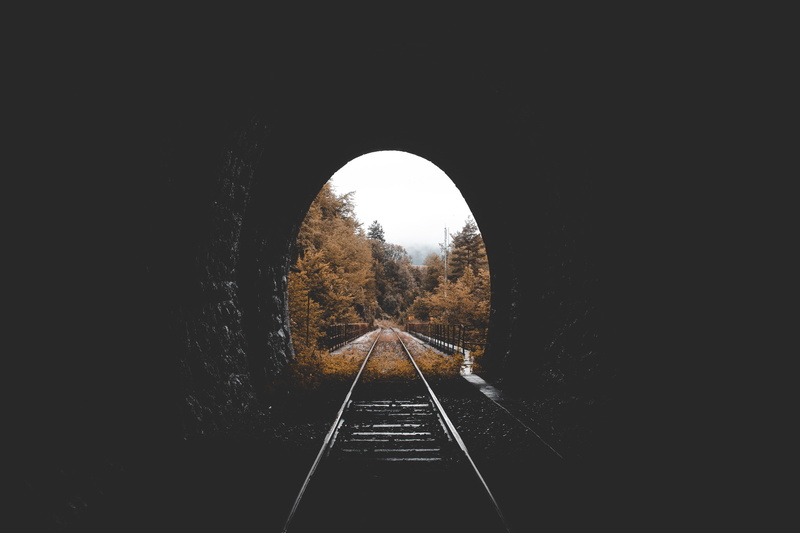 outdoors, 5K, road, railroad Track, transportation, public transportation, landscape, black, journey, forest, sky, the way forward, autumn, track, tree