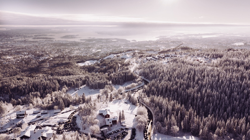 tourism, oslo, winter, nature, no people, building exterior, day, travel, norway, snow, plant, water, high angle view, architecture, outdoors, holmenkollen
