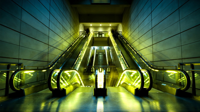 technology, digital, architecture, direction, modern, light, laser, absence, travel, hour, 3d, 1080P, sky, building, staircase, life, escalator