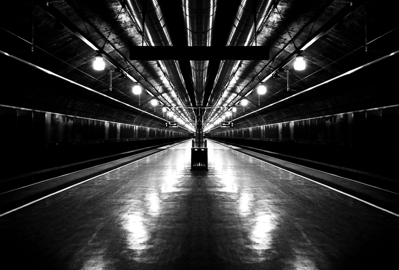 transportation, station, underground, moving walkway, tunnel, no people, architecture, scandinavia, illuminated, subway, train, symmetry, tube, nationaltheatret stasjon