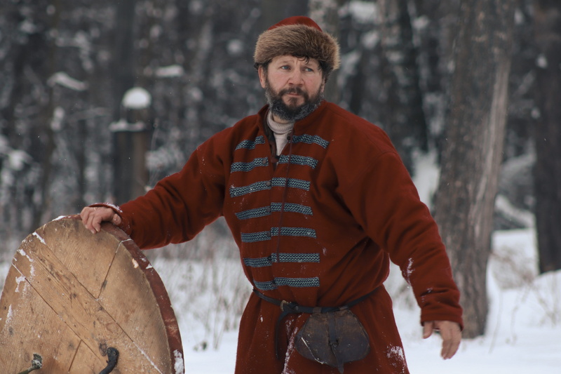 festival, russian soldiers, three quarter length, winter, one person, standing, snow, holiday, history, day, historical, medieval, ancient, shield, 5K