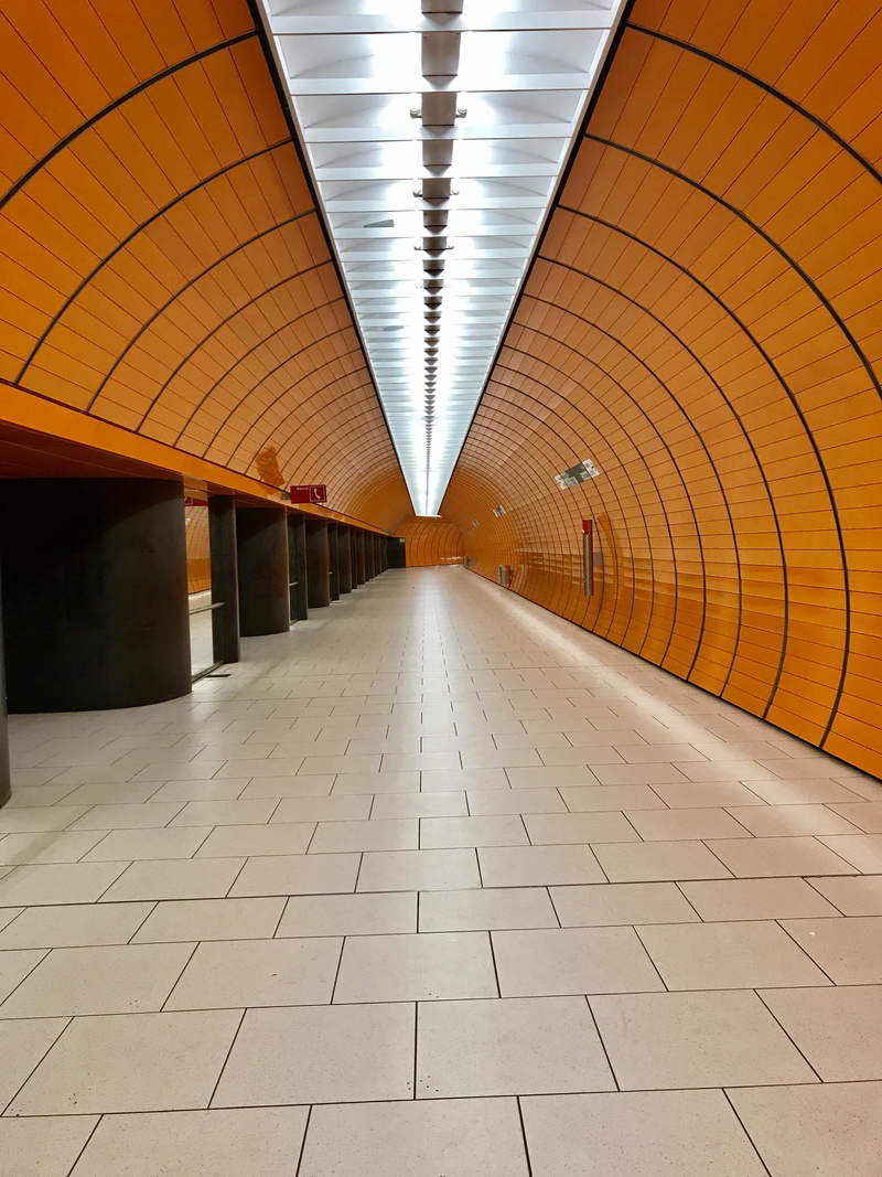 lighting equipment, tiled floor, subway, no people, subway station, munich, direction, ceiling, tunnel, underground walkway, public transportation, transportation