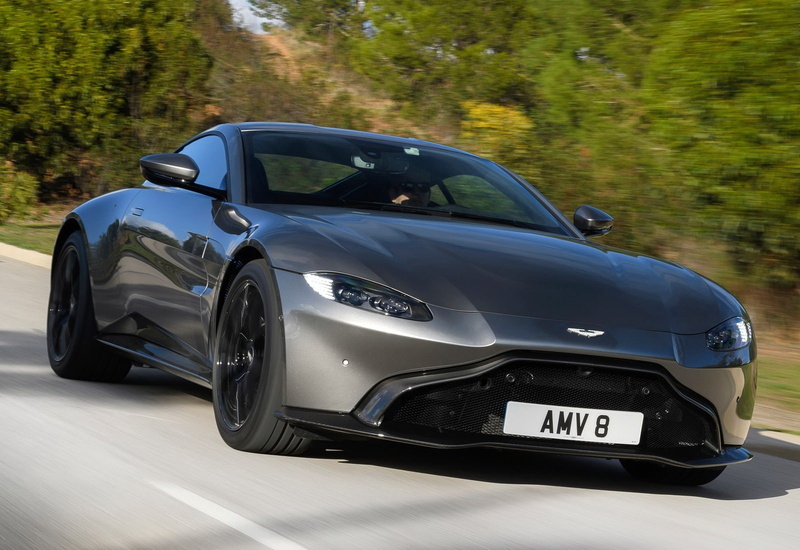 silver, luxury, no people, road, headlight, motion, 720P, focus on foreground, vantage, speed, tungsten, tree, western script, aston, martin, plant, communication