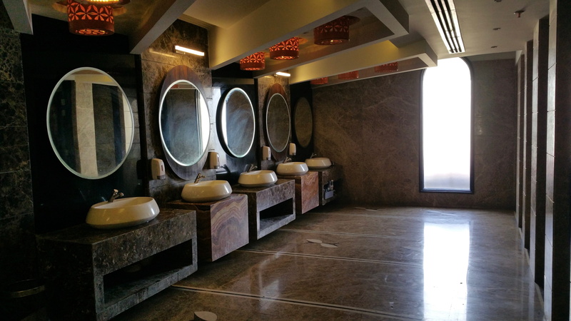bathroom, food and drink industry, electric lamp, travel, 5K, no people, wall - building feature, walls, container, karnal, flooring, in a row, choice