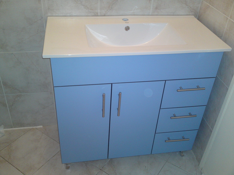 day, high angle view, cabinet, counter, domestic bathroom, home, room, blue, interior, wall - building feature, Faucet, marble, bathroom, plumbing, house