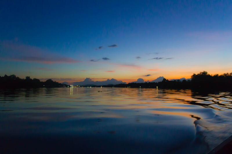 outdoors, raft, bright, beauty in nature, surat thani, 5K, cloud - sky, water, tranquility, river, blue, view, waterfront, river tapi, sunset, non-urban scene