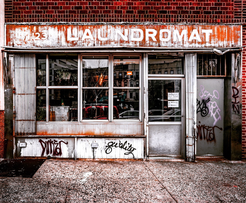 outdoors, no people, architecture, text, new york, flatbush, city, door, sign, art and craft, united states, store, building, laundromat, flatbush - ditmas park