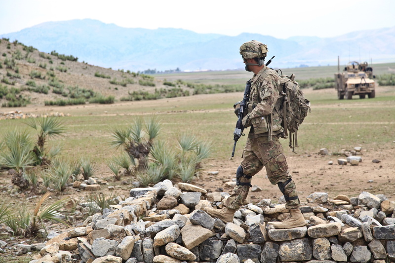 standing, soldier, waiting, people, military uniform, clothing, brown, stones, day, armed forces, observant, war, afghanistan, rifle, uniform, military