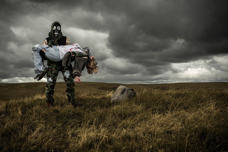 men, women, apocalyptic, landscape, clouds, 1080P, sky, gas masks