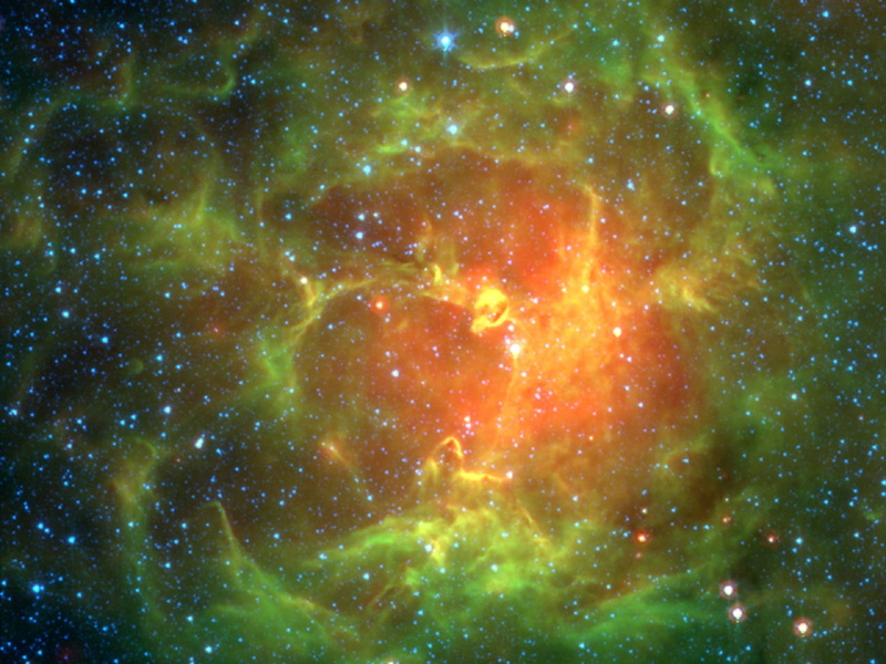 trifid, astronomy, star - Space, infinity, glow, space exploration, green, night, m20, energy, cosmos, gas, abstract, artwork, stars, illuminated, nature