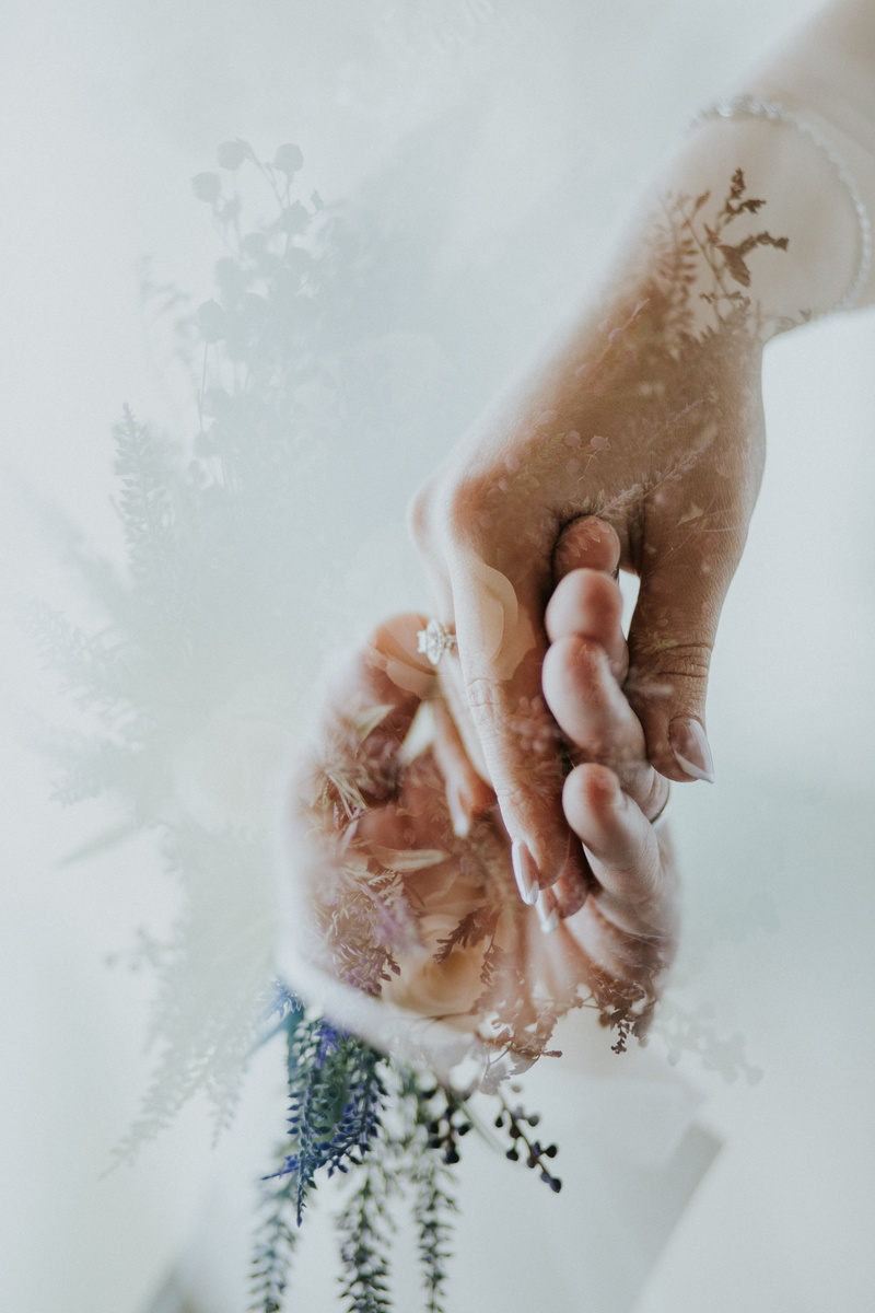 touch, wedding, hands, tenderness, double exposition, 5K