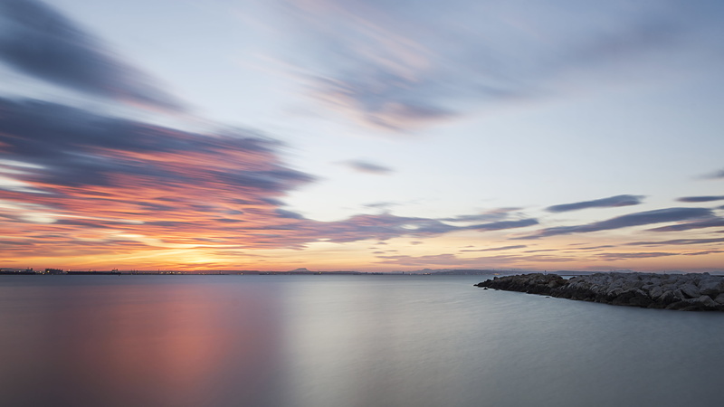 sky, eos, coastline, Camargue, water, panoramic, sunrise - Dawn, beauty In Nature, panoramic photography, sea, de, outdoors, soleil, summer, blue, rock - Object