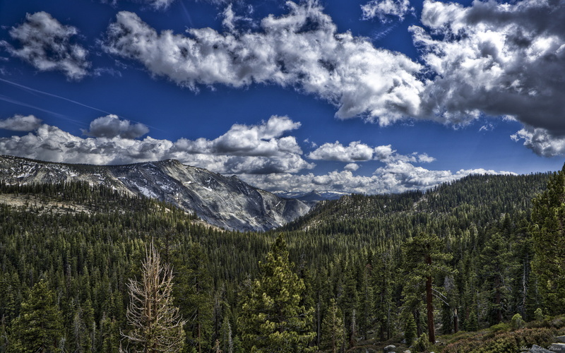 mountains, photography, clouds, highdynamicrange, 2K, plenty, nature, yosemitevalley, green, forest, blue, landscape, trees, sky