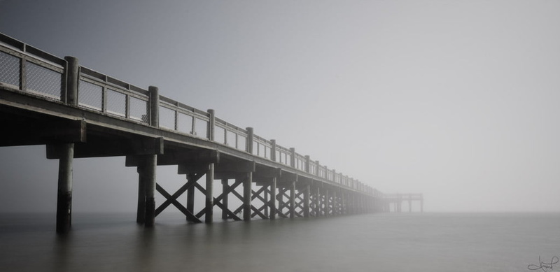 sea, body of water, nature, body, Beach, Peer, Fog, bridge, crossing, bridge - Man Made Structure, CT, 480P, Nikon D7000, water, Connecticut, a body, Milford