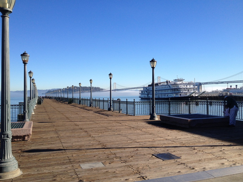 Boat, day, building exterior, Bridge, bridge, bridge - Man Made Structure, blue, San Francisco, boat, street light, lighting equipment, sky, san-francisco