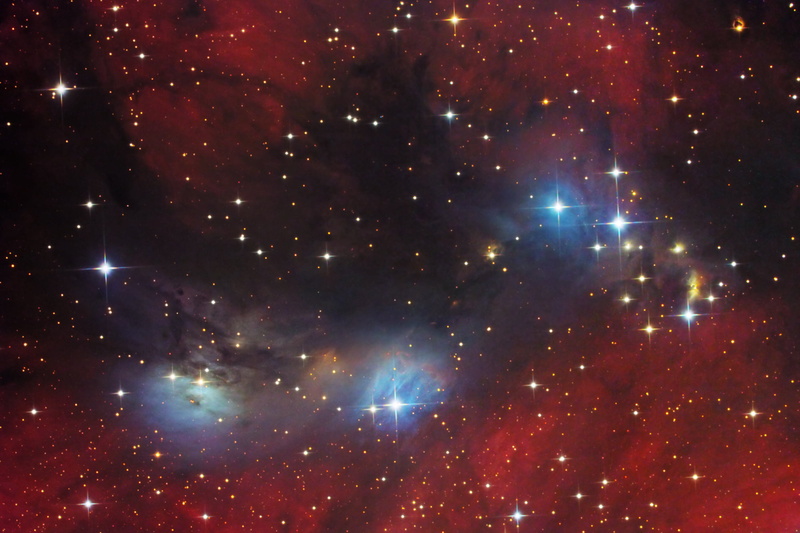 red, 1080P, nature, luminosity, galaxy, globular star cluster, constellation, night, space exploration, outdoors, astronomy, sky, vdB 132, NGC 6914, blue