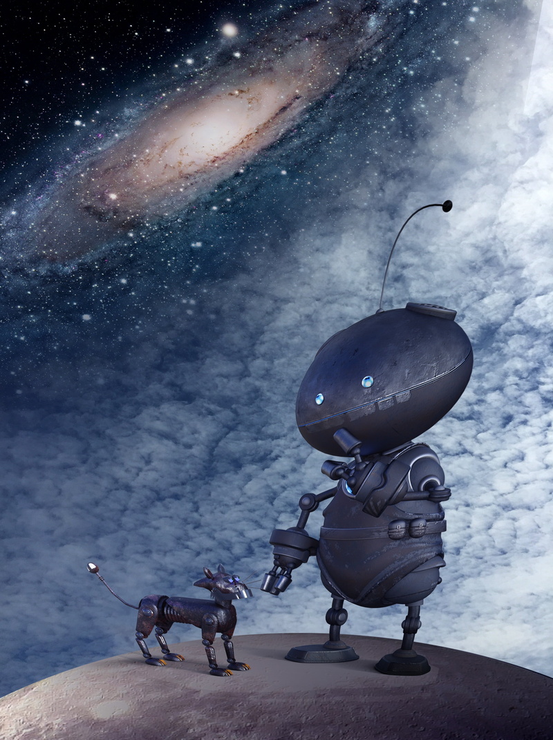 lonely, animal, animal wildlife, andromeda, cosmos, star - space, starry sky, dog, galaxy, domestic, exploration, robot, canine, milky way, sky, all, scenics - nature