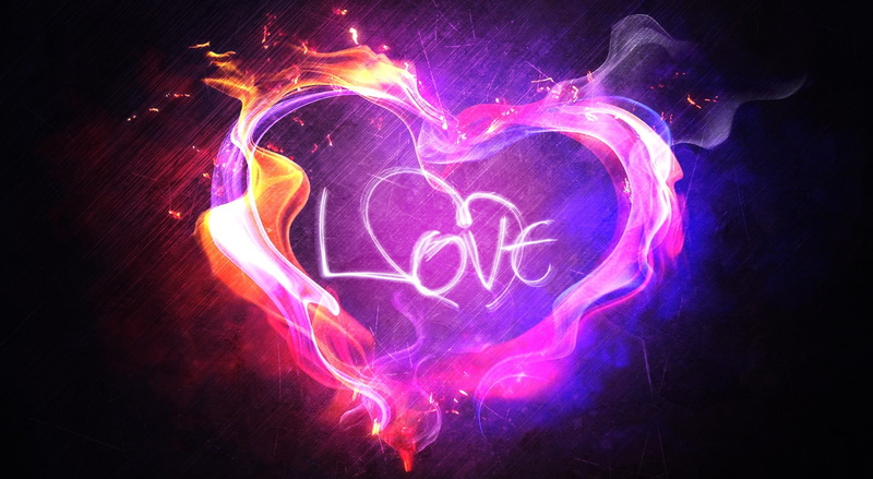 neon, dark, black background, heart shape, night, motion, illustration, orange, lighting equipment, purple, 1080P, multi colored, positive emotion, light