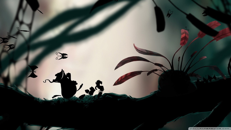 plant, growth, video games, low angle view, Rayman, outdoors, sky, silhouette, plant part, Rayman Origins, animal, day, red, leafed, 1080P, nature