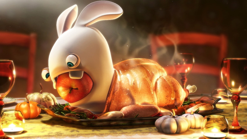 celebration, rabbit, holiday - event, food, holiday, still life, cartoon, food and drink, table, close-up, animal, Rabbids, drink, christmas, indoors, 1080P