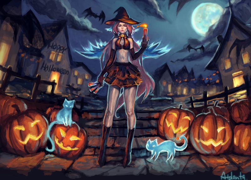 helluin, halloween, cats, Velma, 1080P, pumpkin, girl
