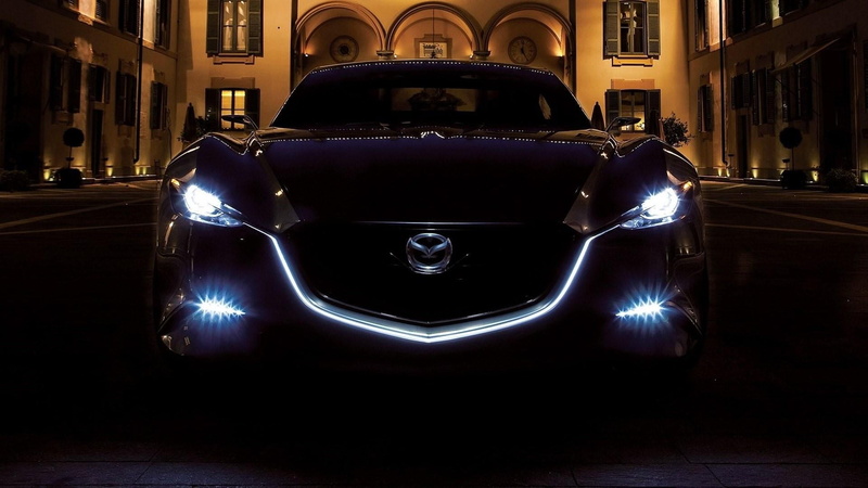 land vehicle, night, photograph, illuminated, 1080P, black, outdoors, automotive lighting, transportation, mazda, motion, automotive design, light, street