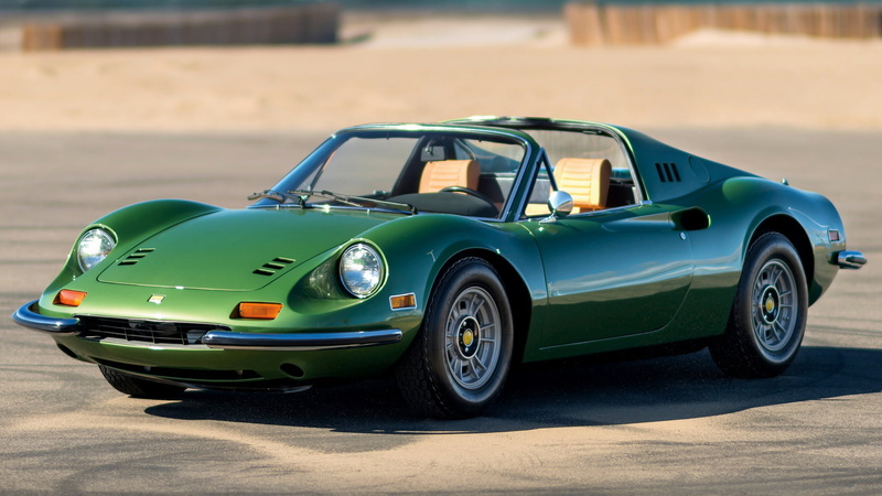 Ferrari, Green Car, Old Car, 1080P, Sport Car, Grand Tourer, Car, Dino 246 GTS, Convertible